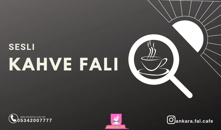 Sesli kahve falı bakımını anlatan fincan görseli