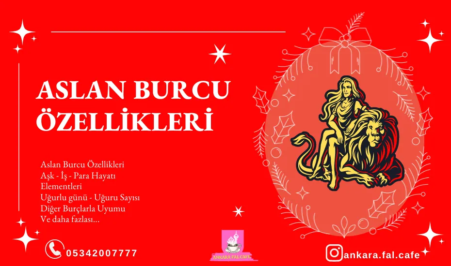 Aslan burcu özelliklerini anlatan astroloji görseli