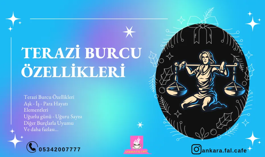 Terazi burcu özelliklerini anlatan astroloji görseli